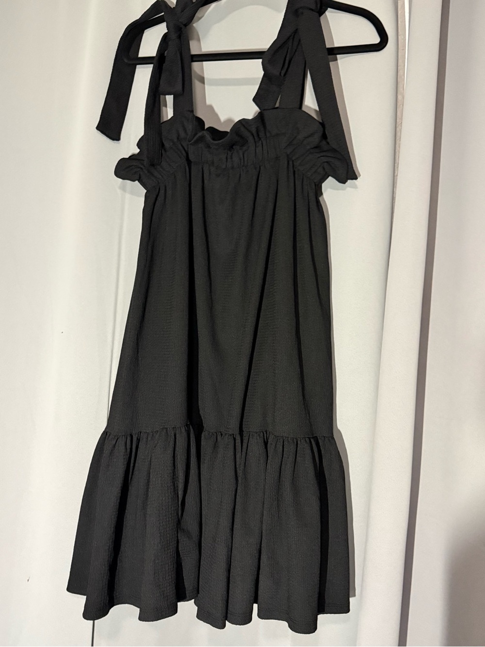 H&M Black Tie-Shoulder Ruffle-Hem Sundress